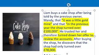 How to apply misrepresentation Liam cupcake scenario [upl. by Laroc]