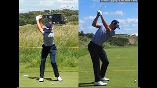 Justin Thomas golf swing  Long Iron faceon amp downtheline July 2017 [upl. by Aneger345]