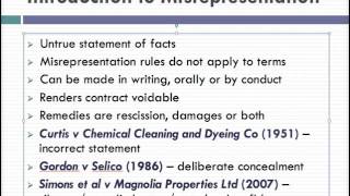 Misrepresentation Lecture 1 of 4 [upl. by Nahshun]